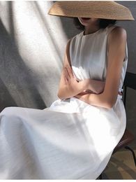 Women White Dress Black Fashion Elegant Party O-neck Sleeveless Vestido Tank Sundress Female 2022 Spring Summer