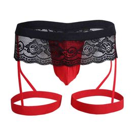 man string langerie sexy panties for men Sissy Underwear Lace Thong Enhance Pouch Briefs string homme sexy gay dentelle #J05 W220324