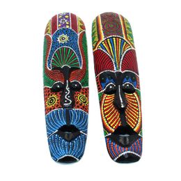 Decorative Objects & Figurines High Retro Wooden Crafts Thai Style Wood Carving Colourful Mask Wall Decoration Featured Facebook Hanging Pend