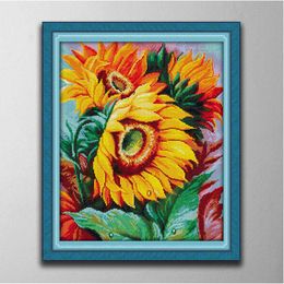 Sunflower 9 Handmade Cross Stitch Craft Tools Embroidery Needlework sets counted print on canvas DMC 14CT 11CT Home decor paintings
