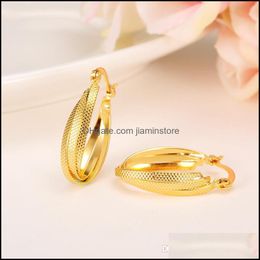 Hoop Hie Earrings Jewelry Trendy Women 24K Yellow Solid Gold Gf Arab Middle Eastern Africa Indian Brazilian Dubai Jewellery Drop Delivery