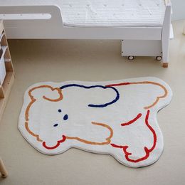 Cute Cats Carpet In The Bedroom, Furry Mat,Bear dog white Bedroom Rug, Carpet For Nursery, Mat For Children, Cute Room Decor