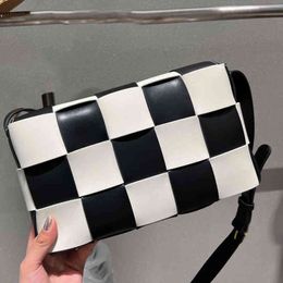 Shoulder Bag Weaving Designer Bag For Women Black And White Leather Handbag Tote Crossbody Bags Fashion Messenger Vintage Purses 0509