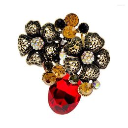 Pins Brooches XIANG Rhinestone Large Vintage Flower For Women Red Colour Wedding PinPins Kirk22
