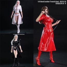 1 6 Scale Sexy Female Figure Accessory Hood Leather Coat Underwear Whip Model 220608gx