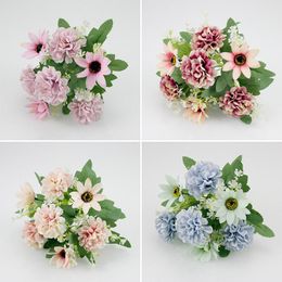 Decorative Flowers & Wreaths 1pcs Mixed Silk Hydrangea Simulation Flower Pink Wedding Small Bouquet Fake Christmas Party DIY DecorationDecor