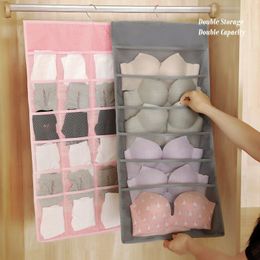 Storage Boxes & Bins Double Sided 15/24/30/36 Grids Underwear Socks Bag Hook Folding Multifunction Clear Hanging Bra Clother Organiser Hange