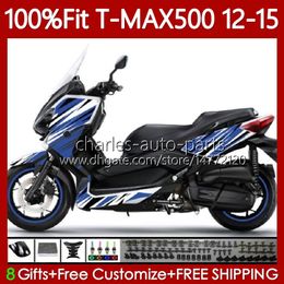 Injection Mould Fairings For YAMAHA TMAX-500 MAX-500 TMAX500 12 13 14 15 Body 113No.50 T MAX500 TMAX MAX Blue white 500 2012 2013 2014 2015 T-MAX500 12-15 OEM Bodywork