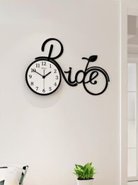 Wall Clocks Creative Bicycle Silent Acrylic Large Decorative Clock Modern Design Living Room Home Decoration Watch StickerWall