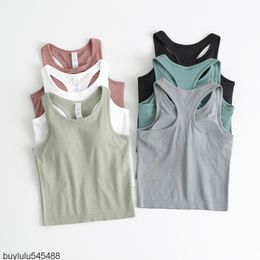 Women's Tanks Camis Fashion Yoga Brand Lu's t Shirts Racerback Tank Tops Fitness Sleeveless Cami Top Sports Slim Ribbed Running Gym with Built in Bra