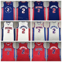 Man Basketball Cade Cunningham Jersey 2 Team Colour Blue White Red All Stitched For Sport Fans Breathable Pure Cotton Embroidery And Sewing