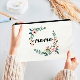 Cosmetic Bags & Cases Flowers Mama Women Bag Lipstick Storage Makeup Pouch Handbag Cute Funny Wreath Toiletries Organizers Mother's Day Gift