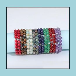 Beaded Strands Bracelets Jewellery Adjustable Natural Stone Bead Yoga Healing Crystal Stretch Beaded Bracelet For Women Men Handmade Wholesal