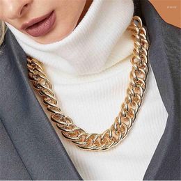 Chains High Quality Punk Lock Choker Necklace Pendant Women Collar Statement Brand Gold Colour Chunky Thick Chain Steampunk MenChains Elle22