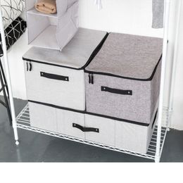 Japan Style Closet Organizer Linen-Like Clothes Storage Box With Zipper Cover Home Wardrobe Organizer Sweaters Underwear Boxes