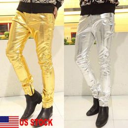 Men's Pants Men Halloween Party Cosplay Costume Stage Punk Club Long Slim Fit Trousers