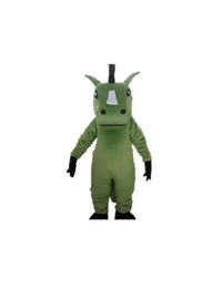 Discount factory sale a green rhinoceros mascot with big mouth costume for adult to wear