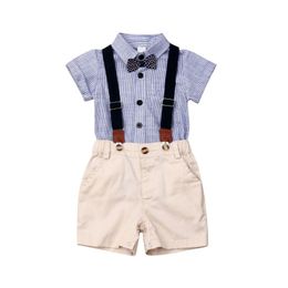 Clothing Sets Infant Born Baby Boy Gentleman Clothes Set Formal Party Bow Romper Overalls Shorts Outfit CostumesClothing