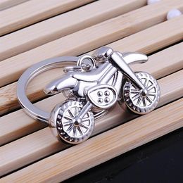 Keychains Exquisite Silver Colour Motorcycle Key Chain For Men Biker Casual Small Pendant Ring Gift Enek22