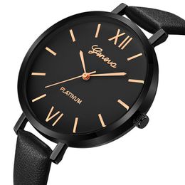 Geneva Drop Ship Watch Women Lederarmband Armband Analog Quarz Uhr Luxusmarke Casual Uhren Ladies Clock Montre Femme