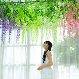 Decorative Flowers & Wreaths Pieces Of Rattan Strip Wisteria Artificial For Wedding Party Family Children's Room Decoration DIY Craft Ga