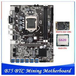 Motherboards ETH Mining Motherboard LGA1155 12XPCIE To USB Adapter G620 CPU MSATA SSD 128G B75 BTC Miner MotherboardMotherboards