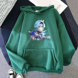 Kawaii Genshin Impact Eula Print Hoodies Men Streetwear Ulzzang Graphic Women Sweatshirts Clothing Anime Tops Harajuku Sudaderas Y220713