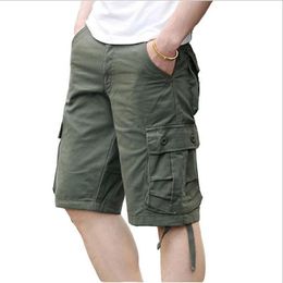 Men's Shorts Male Multi Pocket Summer Loose Zipper Breeches Khaki Grey Plus Size Short Pant Casual Cotton Black Long Mens Cargo ShortsMen's