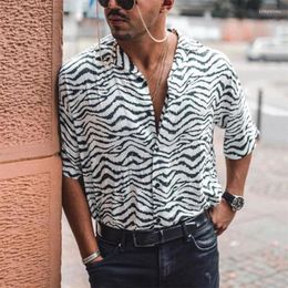 Men's Casual Shirts Men's With Zebra Print Sleeve Loose Trendy Youth Outdoor Travel Dating Party Fashion ShirtsMen's