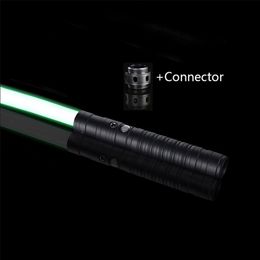 Lightsaber RGB 7 Colours Metal Handle Doubleedged Change Heavy Duelling Sound Two In One Light Sabre Cosplay Stage Props Toys 220808