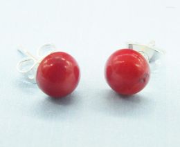 Stud Pretty Coral Earrings Red Sea Ball Studs Italian Jewelry Coworker Gift Tiny Simple JewelryStud Farl22