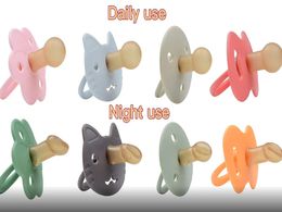 Children pacifiers double Colour round head flat head day and night to bite le food grade liquid silicone baby pacifier