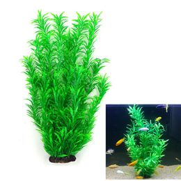 -Großhandel rot / grün 38 cm hohe künstliche Pflanzen Aquarium Dekoration Landschaft Origination Plastik Graswasser Pflanze Fischtankdekoration