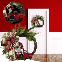 Decorative Flowers & Wreaths Car Bows Garlands Hanging Ornaments Door Holiday Party Creative Garland Red Truck Christmas Wreath Valentines W