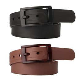 Belts Simple Ladies Wide Belt Frosting Texture Vintage Buckle Silicone Fashion Wild Square Women's Waist Seal DropshipBelts