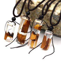 Pendant Necklaces Solid Wood Necklace / Sweater Ethnic Travel Jewellery Solidified Time Resin Handbag -1Pendant Godl22