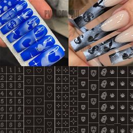 airbrush stencils for nails UK - Nail Art Airbrush Stencils for Fun Prints Sticker Decals Airbrush Nails Trendy Salon Manicure Supply 220705