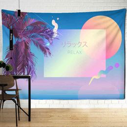 Tapestry Tropical Palm Tapestry Beach Vintage Retro Futuristic Wall Rugs Backgr