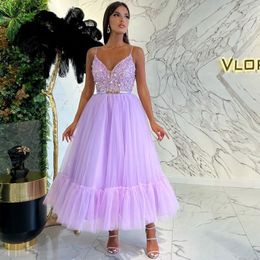 Modesnt Spaghetti Strap Beading Prom Dresses Sequines Ball Gown Cocktail Party Gown Plus Size Saudi Arabia Night Wear