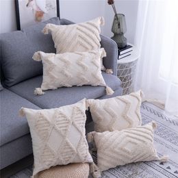 Simple Square Tassel European Style Pillow Sofa Pillow Ins Cushion Retro Style Throw Pillow 220402