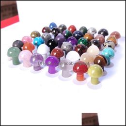 Natural Stone Carved Crystal Mini Mushroom Healing Reiki Mineral Statue Crystals Ornament Home Decor Gift Mix Colours Drop Delivery 2021 Loos