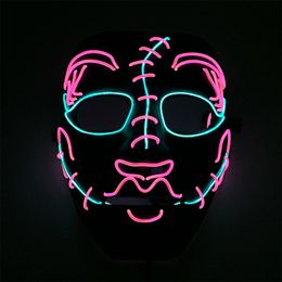 -Máscaras de festa Halloween cosplay led máscara de terror brilho rímel rímel neon acessórios de fantasia el máscara de zumbi
