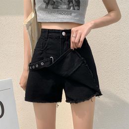 Women's Jeans 2022 Summer Style Denim Shorts High Waist Slimming Loose Wide-legs Plus Size Frayed Skirt Pants