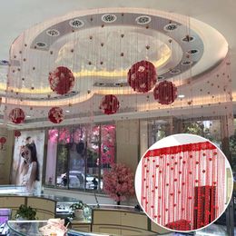 Curtain & Drapes 100x200cm Silver Silk Line Rose Flower Tassel Room Divider Romantic Party Favours Bathroom Accessories Weddings DecorCurtain