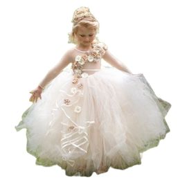 little flower girls dresses custom made rhinestone beaded bodice mother and daughter party pageant