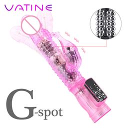 VATINE sexy Toys For Women Double Vibrator 360 Degree Rotation Beads Rabbit Masturbator G Spot Dildo Clitoris Stimulator