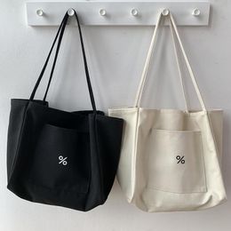 Evening Bags Canvas Tote Shopper Bag For Woman 2022 Large Cloth Women Shoulder Korean Aesthetic Eco Totebag Shopping Handbags GiftEvening