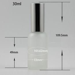 Refillable Frosted Round Glass Perfume Bottle With Aluminium Atomizer Empty Cosmetic Makeup Spray Bottle Container For Travel