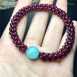 Beaded Strands Genuine Natural Wine Red Garnet Crystal Beads Bracelet 3mm AAAcx Trum22