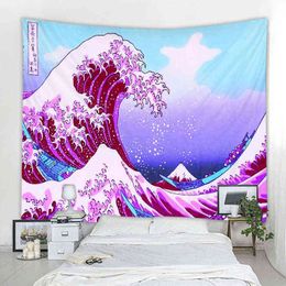 Mandala Bohemian Tapestry Home Background Decorative Carpet Japan Kanagawa Wave Tapestry J220804